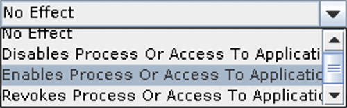 Screenshot of Task Effect dropdown from the General tab of a Process Task which is a property of a Process Definition within the OIM Design Console